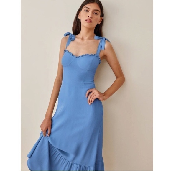 Reformation Nikita Dress Azure - Picture 1 of 7